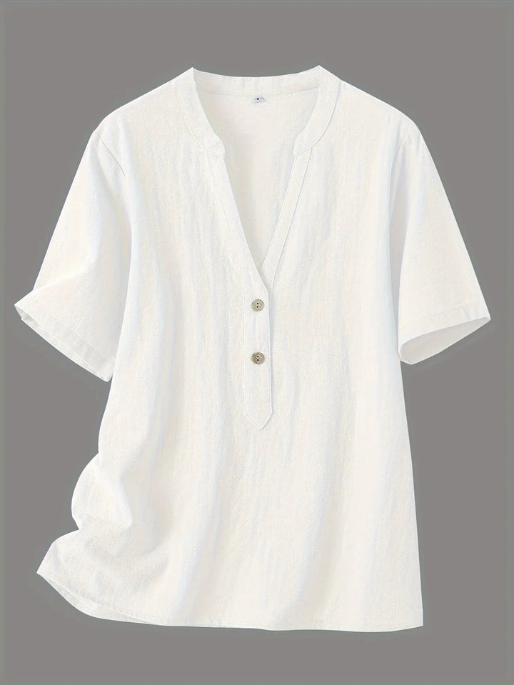 Nerida - Blusa Moderna Con Cuello En V y Manga Corta