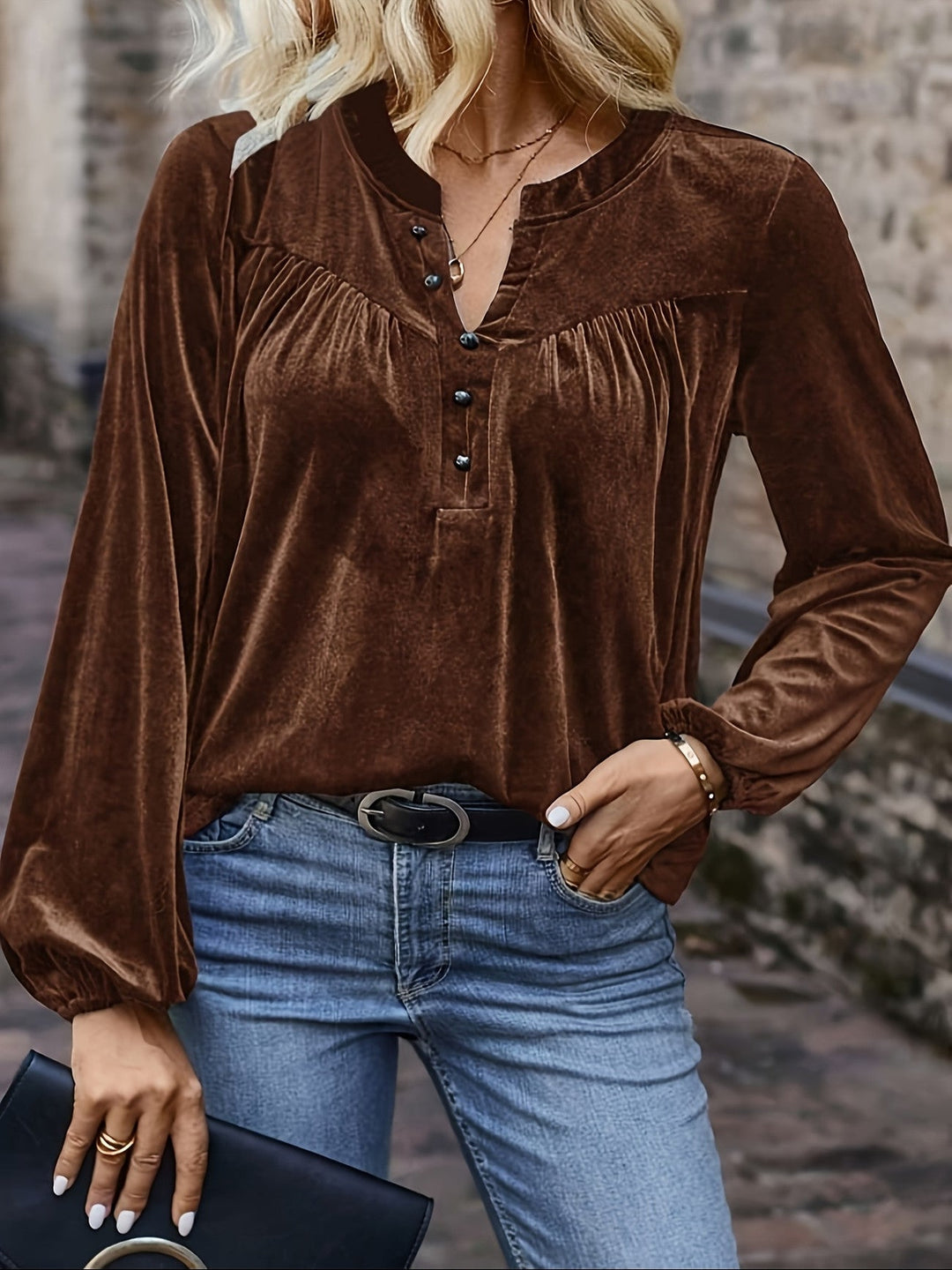 Ramina - Camisa Elegante De Manga Larga Lantern