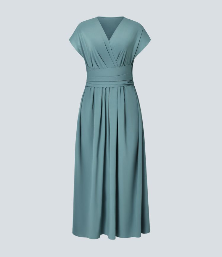 Wilhelmine - Elegante Vestido Cruzado De Cintura Alta