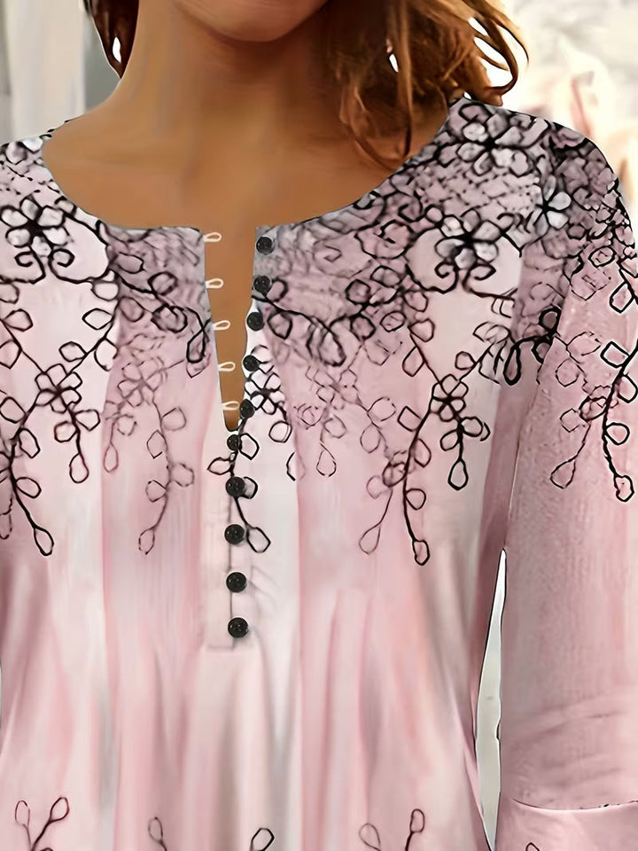 Mesley - Blusa De Manga Media Con Estampado Floral Y Ribete De Volantes