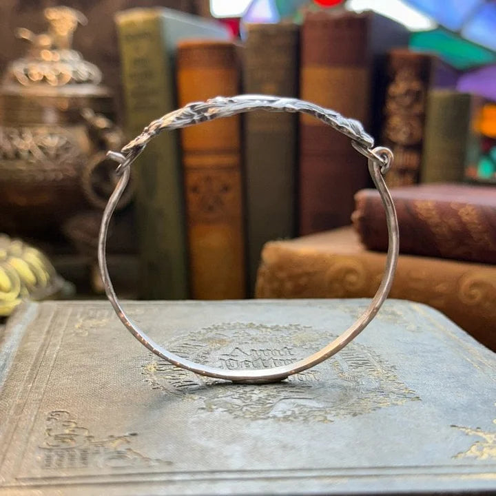 PetalCharm - Pulsera De Plata Grabada Con Motivos Florales Vintage