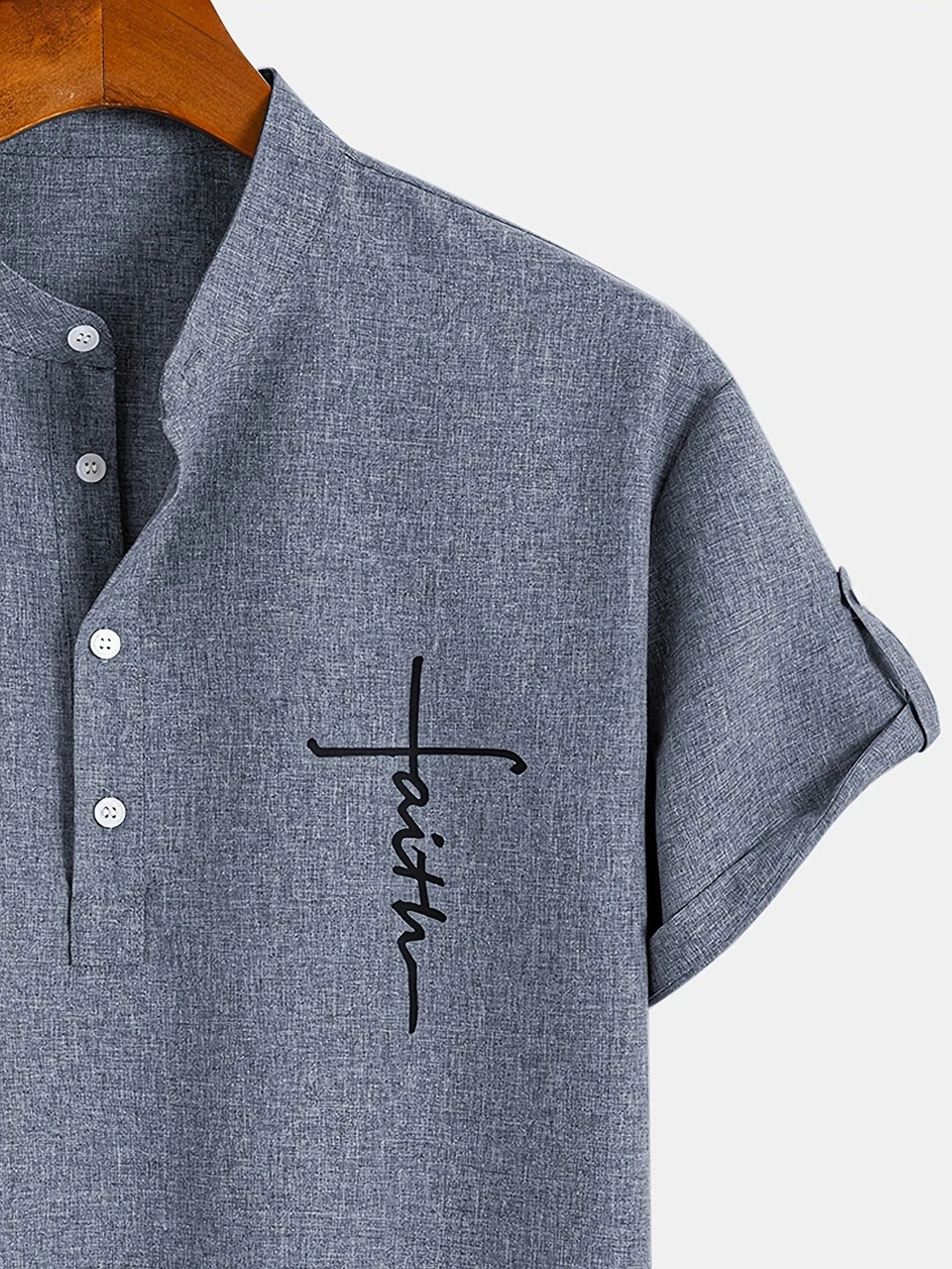 Elliott - Elegante Manga Corta Camisa Con Cuello Alto