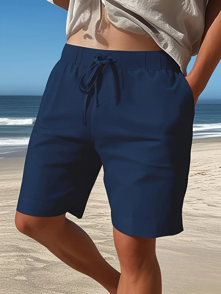 Callan - Pantalones Cortos Informales De Lino Con Bolsillo