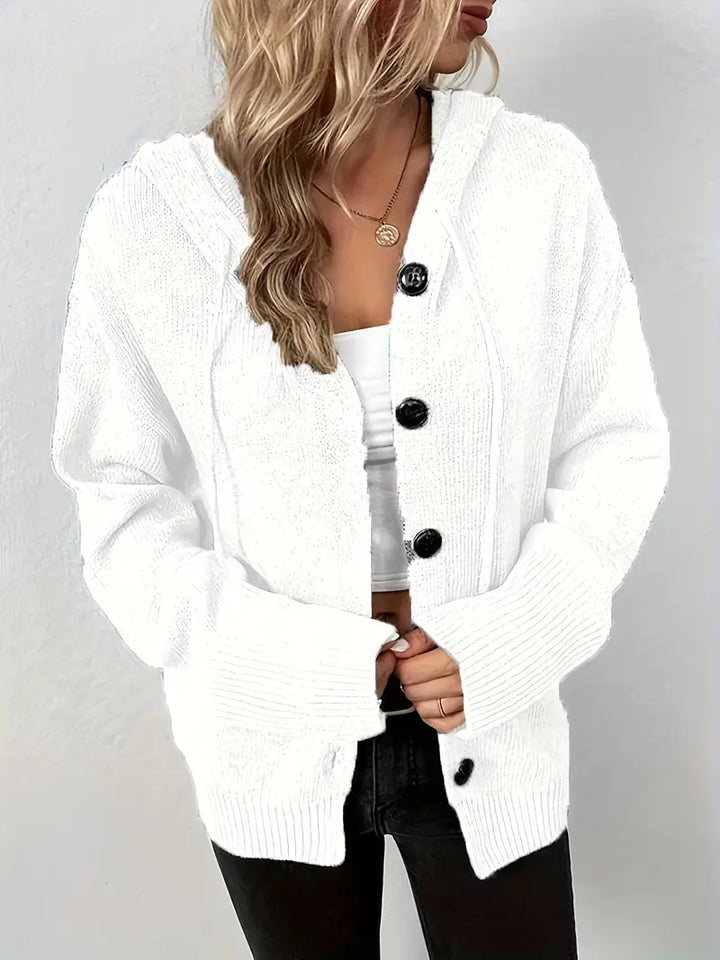 Suthida - Elegante Sudadera Con Capucha y Manga Larga Con Botones