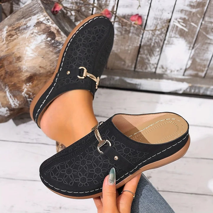 Hailen - Mules Tipo Mocasín Sin Cordones Con Estampado Floral Informal