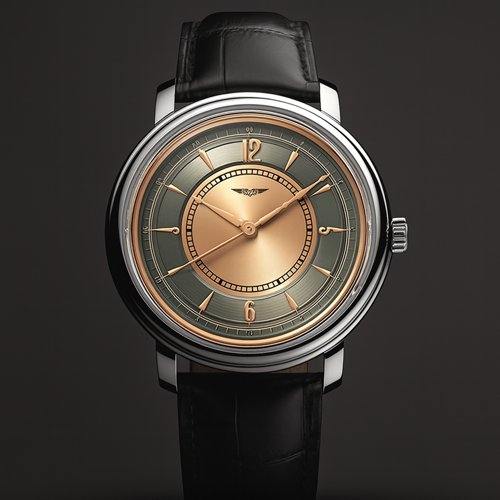 AurexTime - Reloj Clásico De Cuero Con Esfera Dorada En Dos Tonos