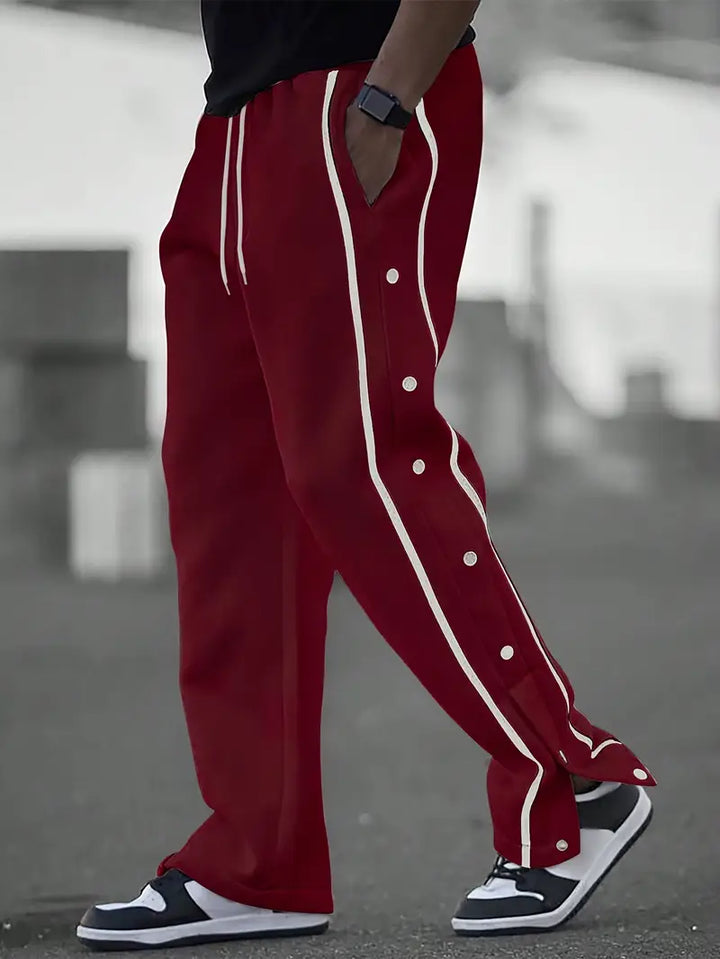 Mendis - Pantalón Deportivo Informal de Pierna Recta Con Botón a Presión