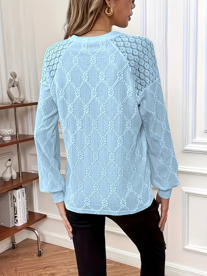 Meena - Blusa con Cuello Redondo y Diseño Cruzado