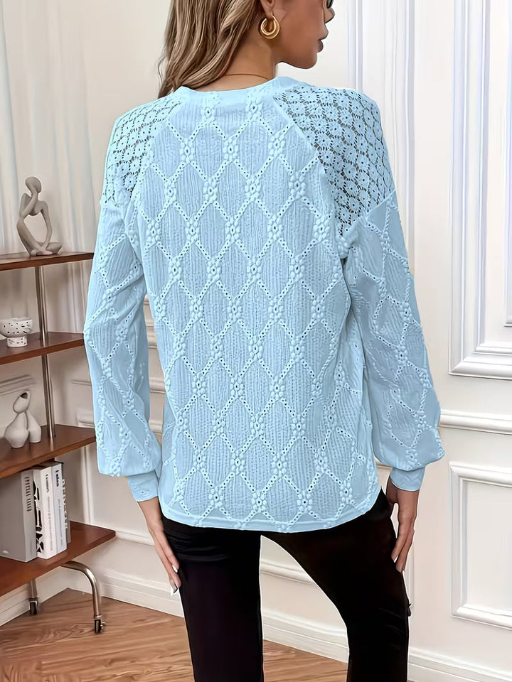 Meena - Blusa con Cuello Redondo y Diseño Cruzado