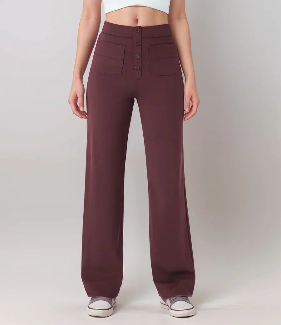 Elke - Pantalones Elásticos De Cintura Alta