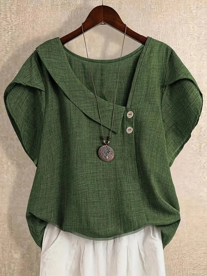 Milany - Blusa Informal Con Escote Asimétrico