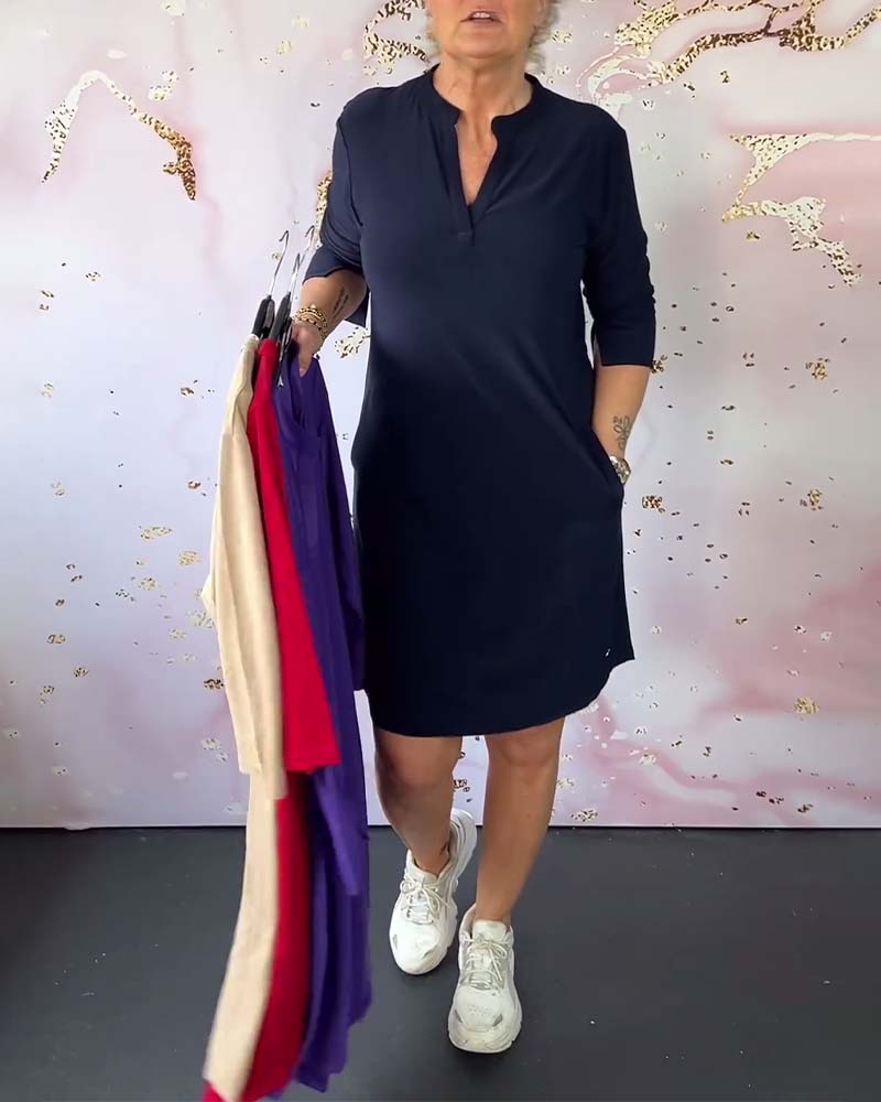 Kelsea - Vestido Midi con Cuello en V