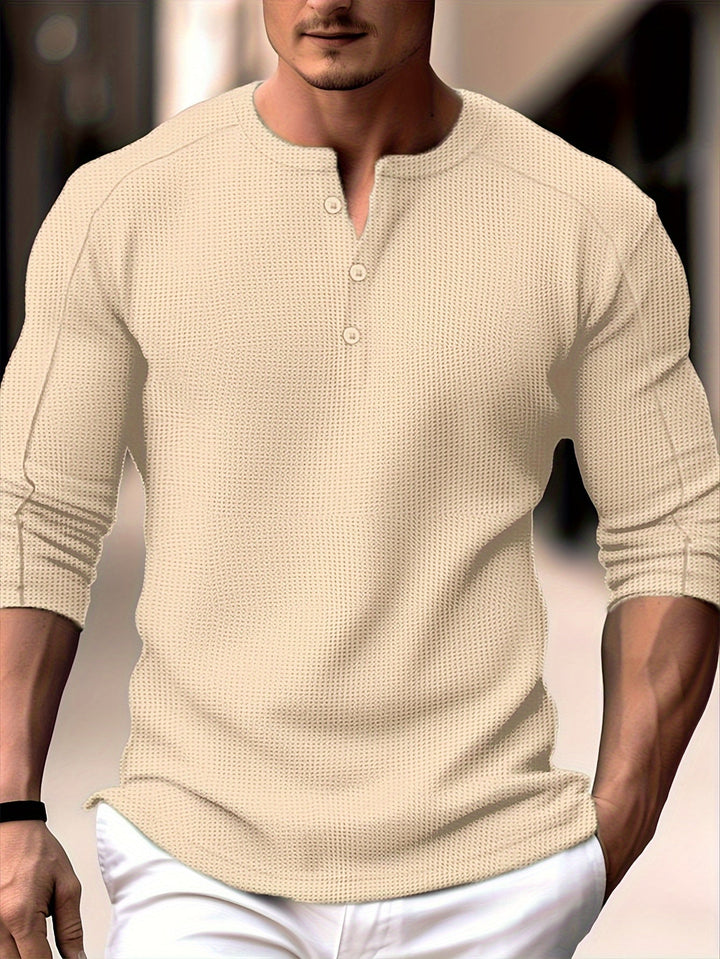 Bastoni - Camisa Henley De Manga Larga Con Tejido De Gofre