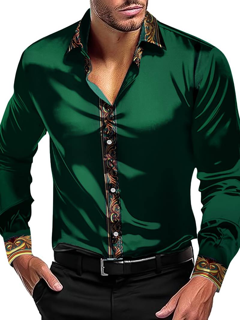 Vygantas - Elegante Camisa de Manga Larga Con Diseño Patchwork