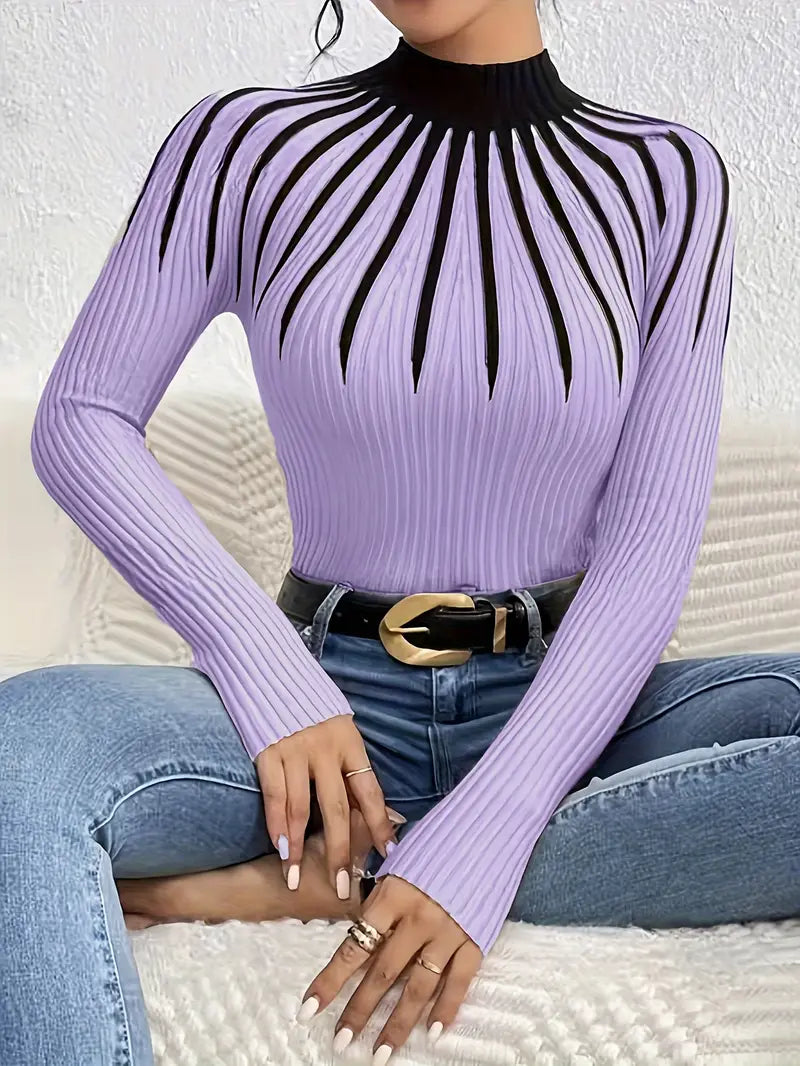 Maider - Elegante Jersey De Manga Larga Con Cuello Alto