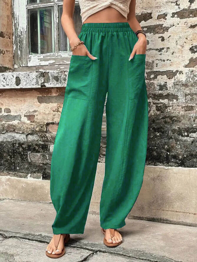 Salomee - Pantalones Sueltos Elásticos Con Bolsillos