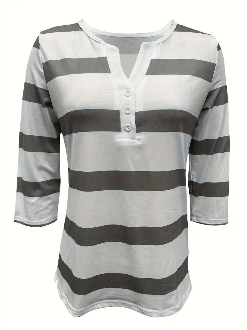 Dakota - Camiseta Informal Con Cuello En V Y Estampado A Rayas