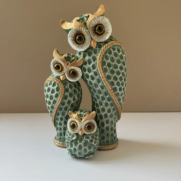EchoOwlet - Figurita Moderna De Una Familia De Búhos