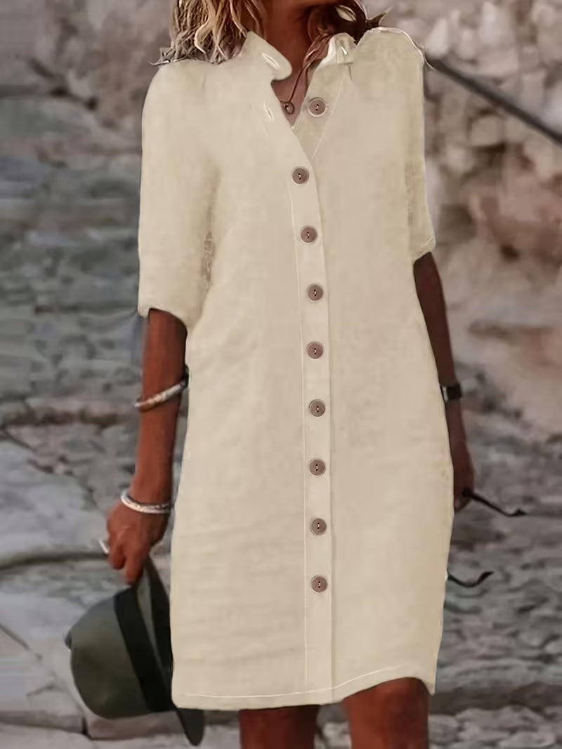 Keiniza - Vestido Camisero De Manga Corta