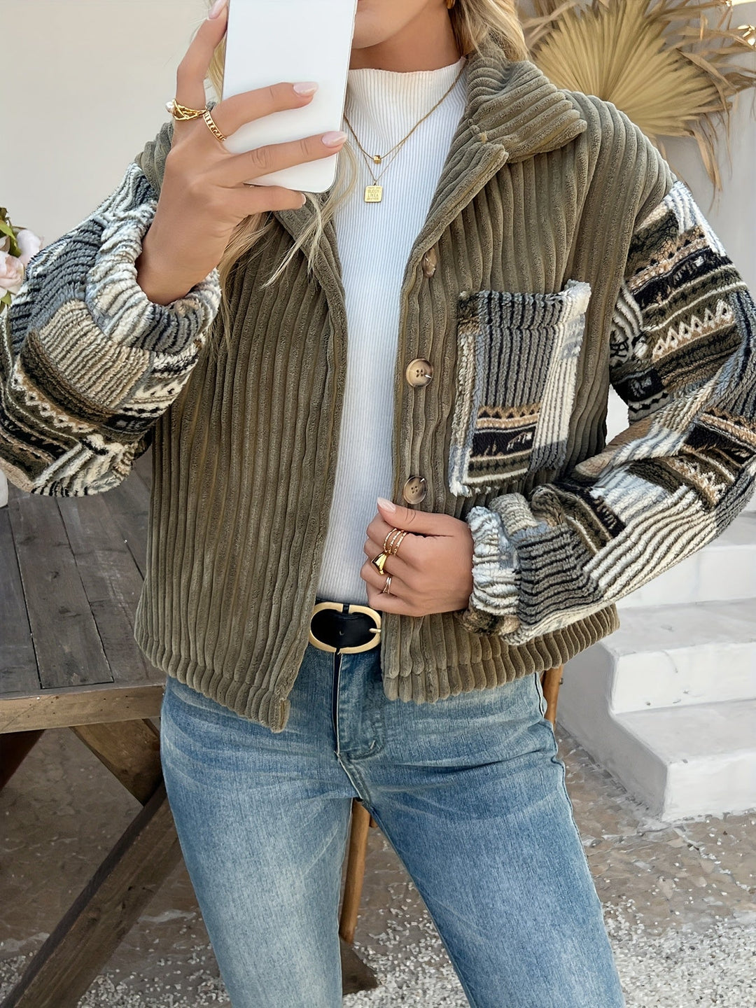 Rydia - Chaqueta De Manga Larga Con Solapas Y Botones