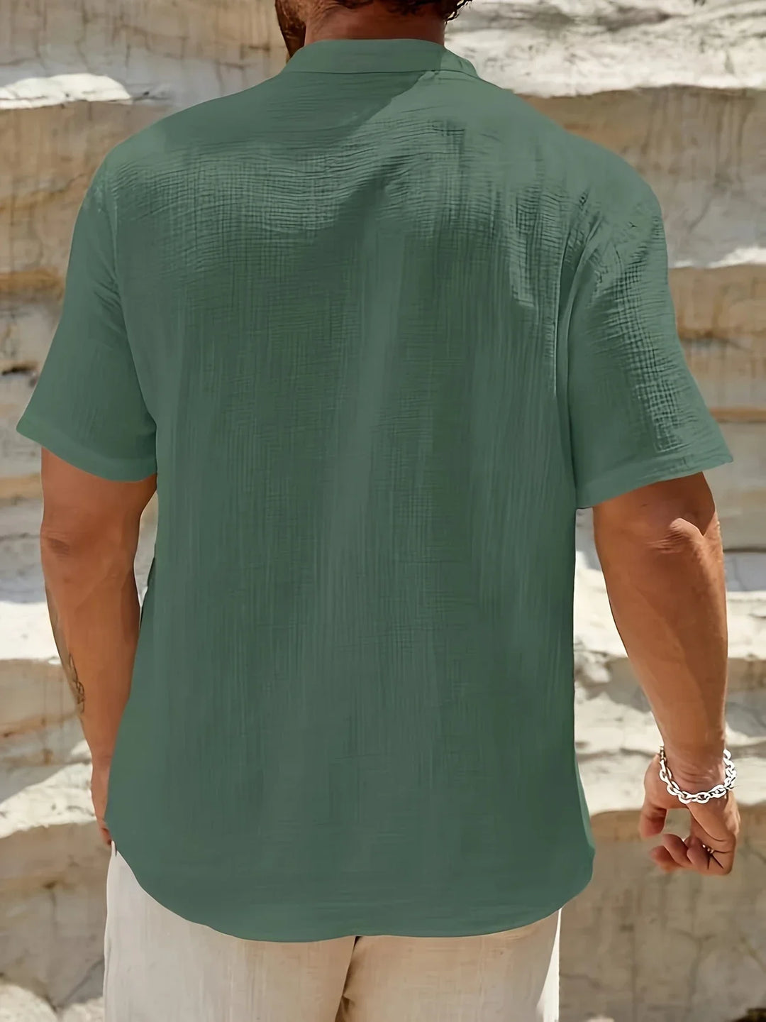 Sancho - Elegante Verano Camisa Con Cuello Alto