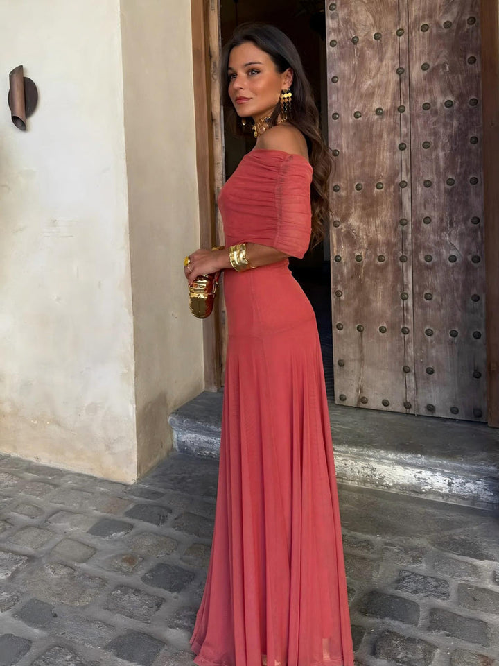 Dainia - Vestido Largo De Malla Con UnSolo Hombro