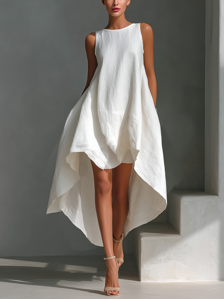 Alyna - Vestido Midi Sin Mangas Con Bajo Asimétrico