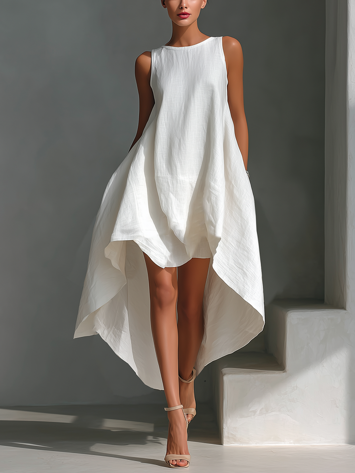 Alyna - Vestido Midi Sin Mangas Con Bajo Asimétrico