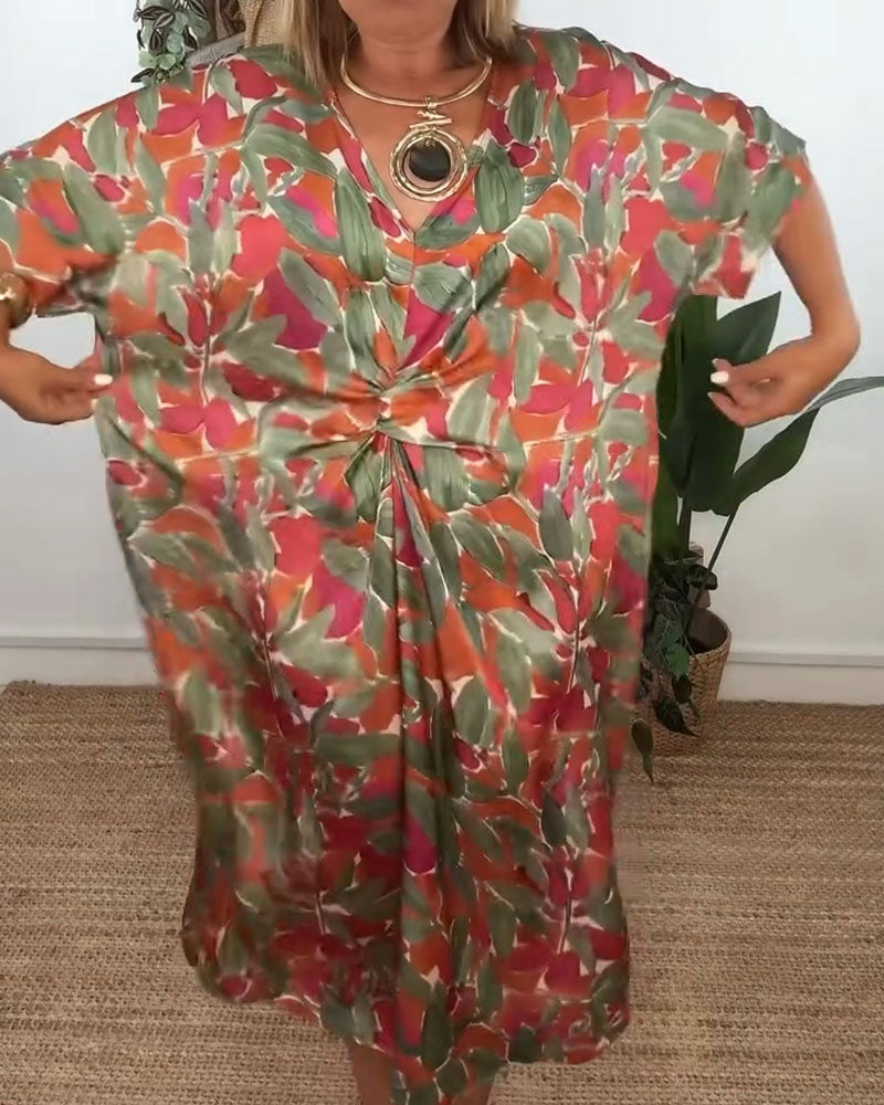 Shilisa - Vestido Con Cuello En V y Estampado De Trenzado