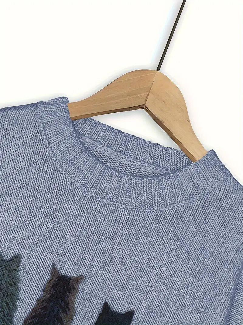 Urvana - Jersey De Manga Larga Con Estampado De Gatos