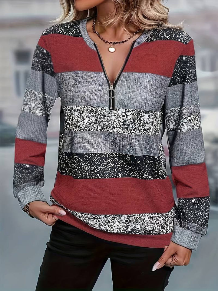 Avital - Jersey Informal a Rayas Con Cremallera