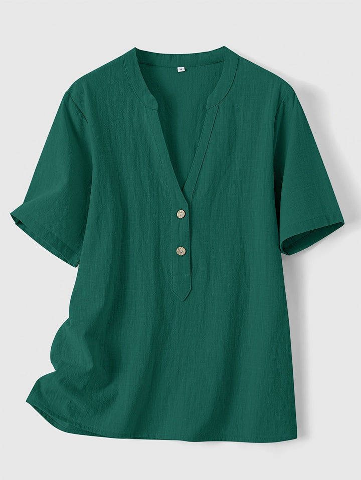 Sharron - Elegante Blusa Con Cuello En V y Botones