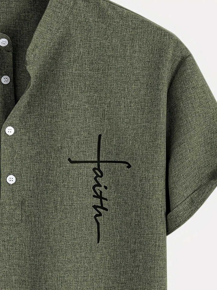 Elliott - Elegante Manga Corta Camisa Con Cuello Alto