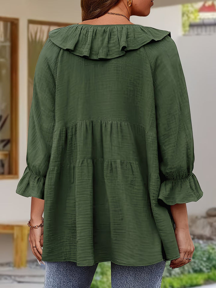 Garbine - Blusa Elegante Con Cuello De Volantes