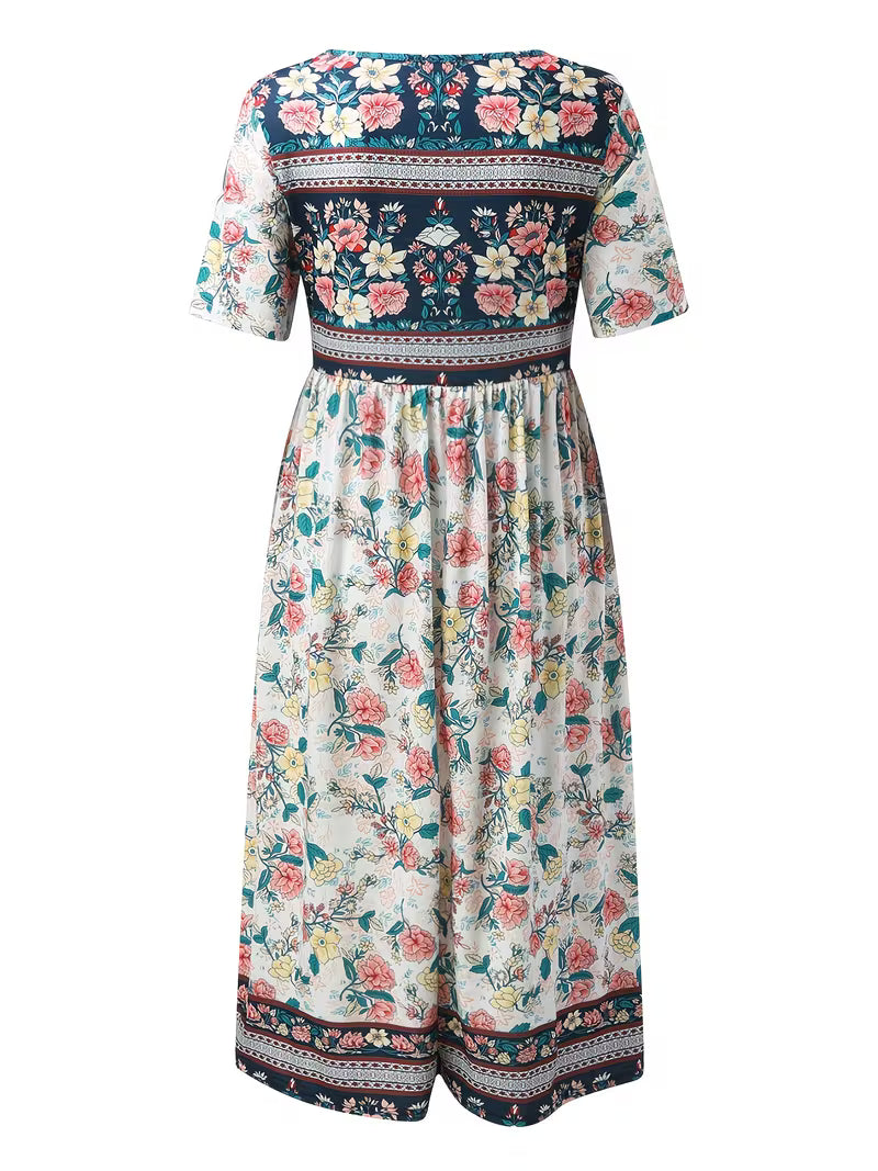Lisan - Vestido con Estampado Floral vintage y Bolsillo
