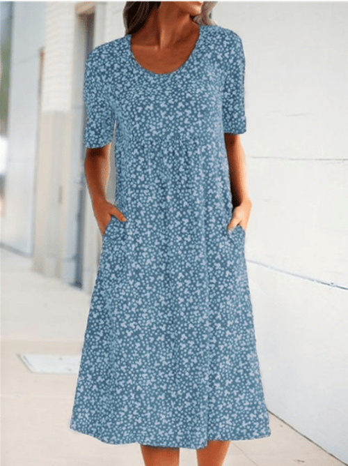 Alisha - Vestido Floral Cuello Redondo