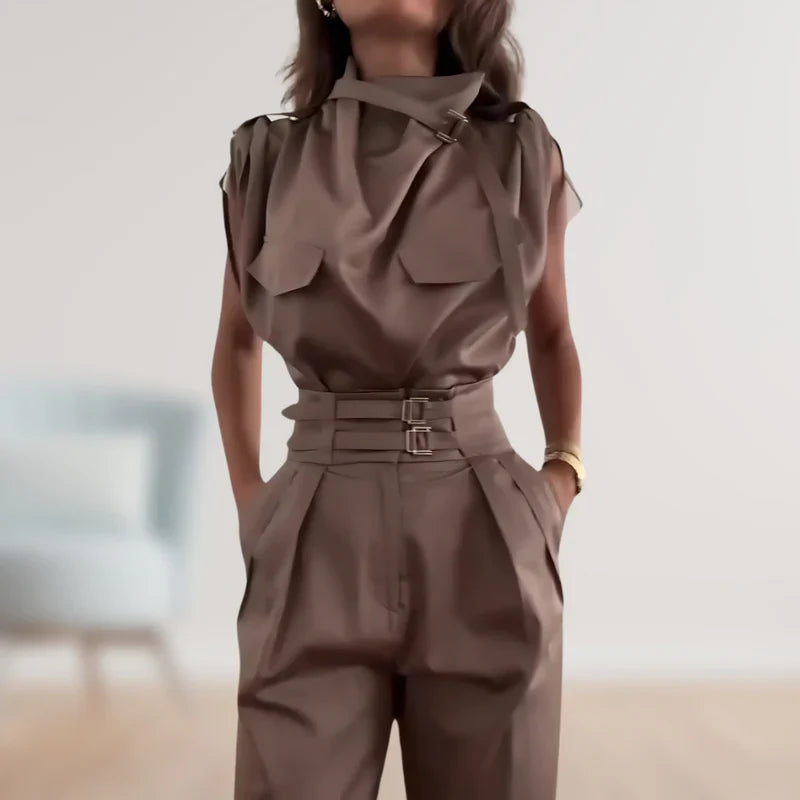 Reinhild - Conjunto De Dos Piezas De Blusa y Pantalón
