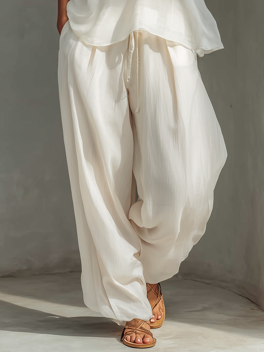 Olivian - Conjunto de top sin Mangas de Gasa y Pantalones de Pierna Ancha