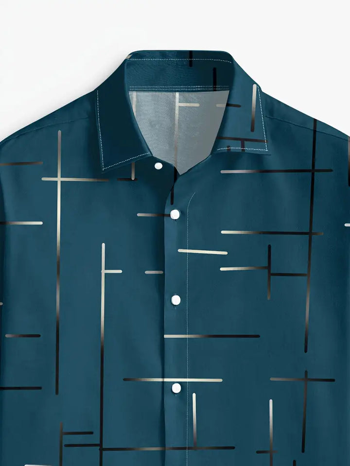 Nerio - Camisa De Manga Larga Con Estampado Geométrico