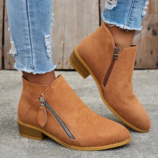 Farah - Botines Ortopédicos De Cuero Con Cremallera