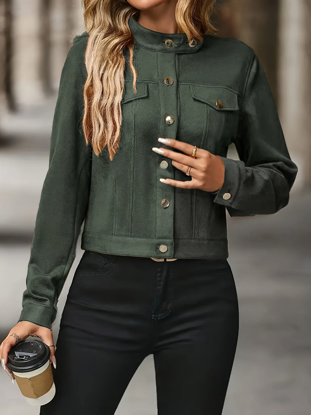 Slavica - Chaqueta Vintage De Manga Larga Con Botones Frontales
