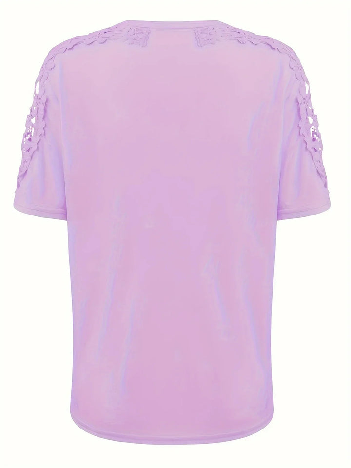 Ancuta - Elegante Verano Manga Corta Camiseta Con Encaje