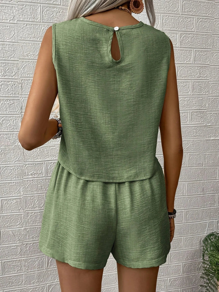 Nella - Conjunto Informal De Top Sin Mangas y Pantalones Cortos