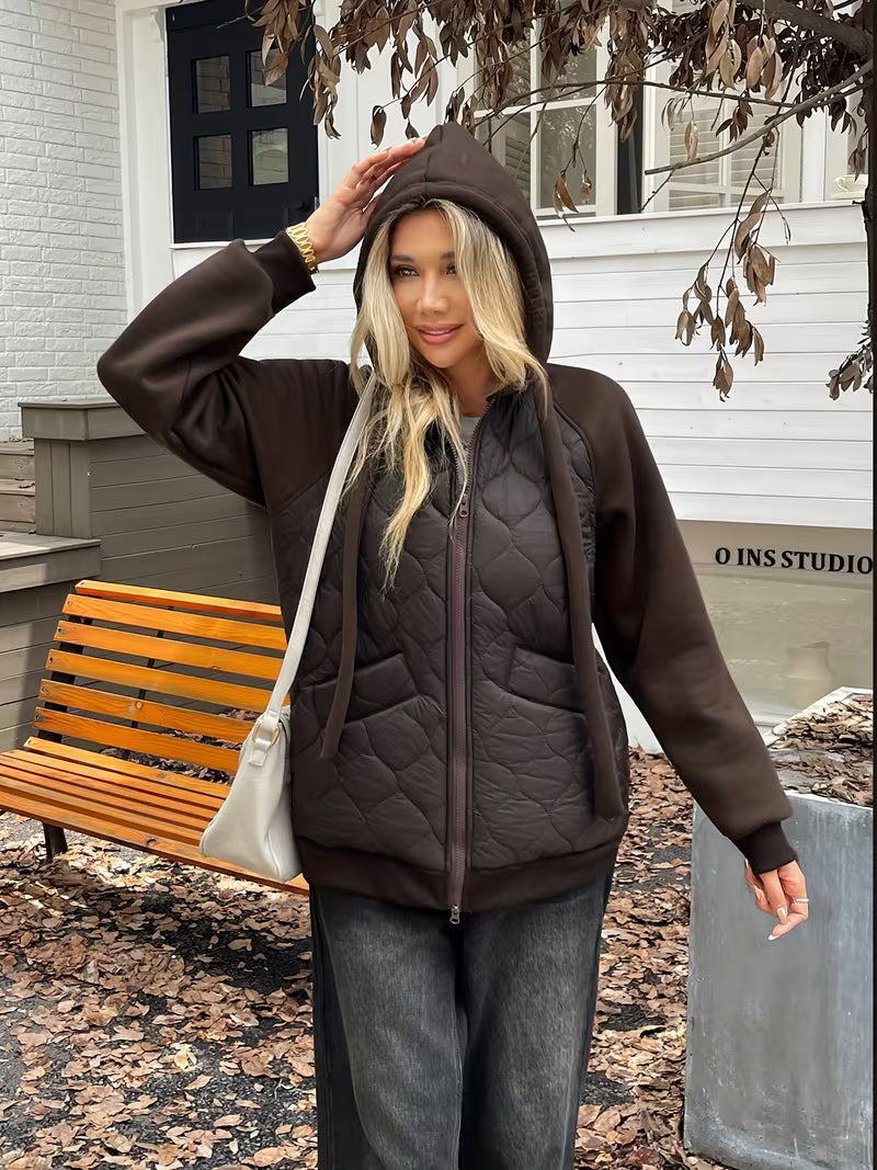 Adriyan - Chaqueta de Manga Larga Con Paneles Acolchados
