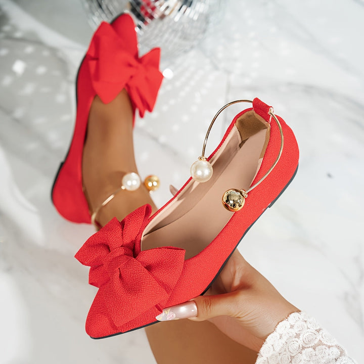 Jonita - Puntudo Arco Pisos Con Correa Trasera Perlas