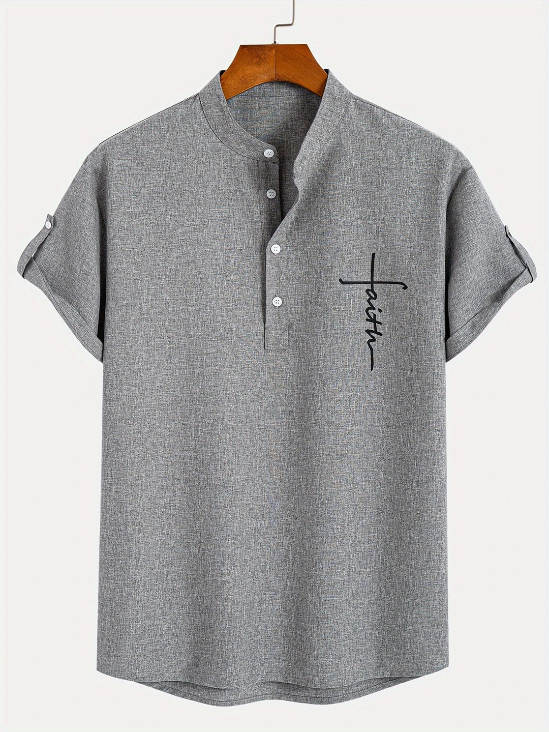 Elliott - Elegante Manga Corta Camisa Con Cuello Alto