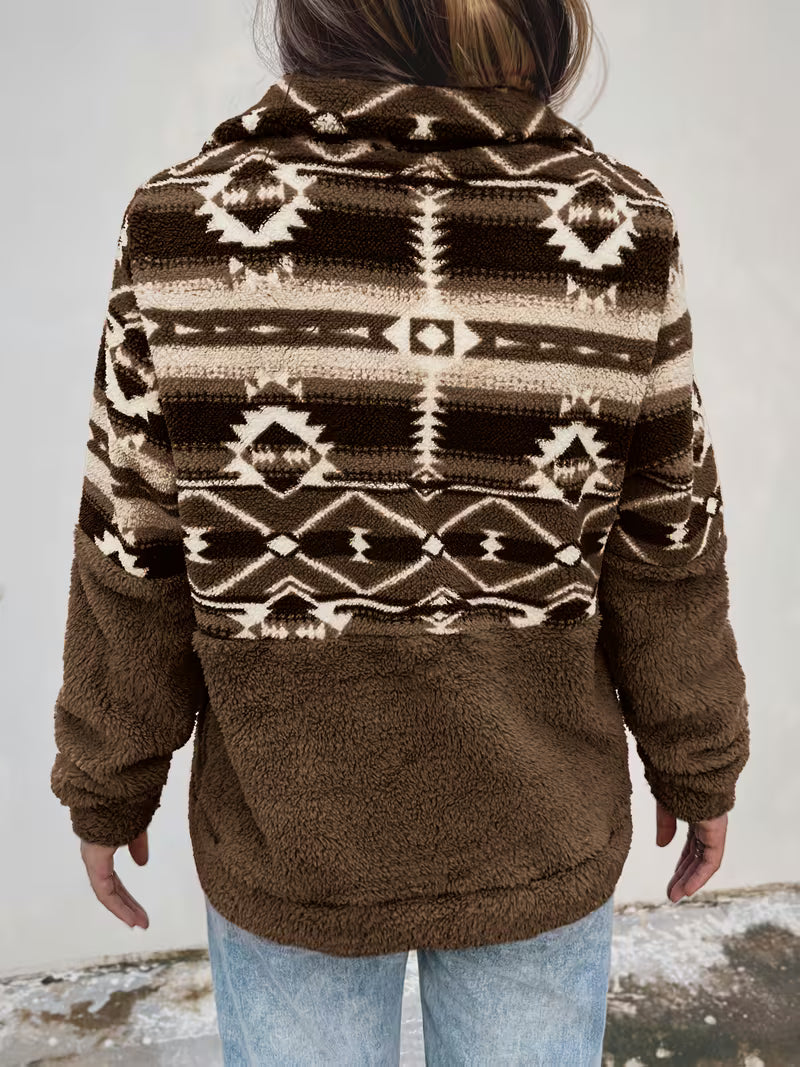 Limina - Sudadera De Felpa Con Estampado Geométrico Y Media Cremallera