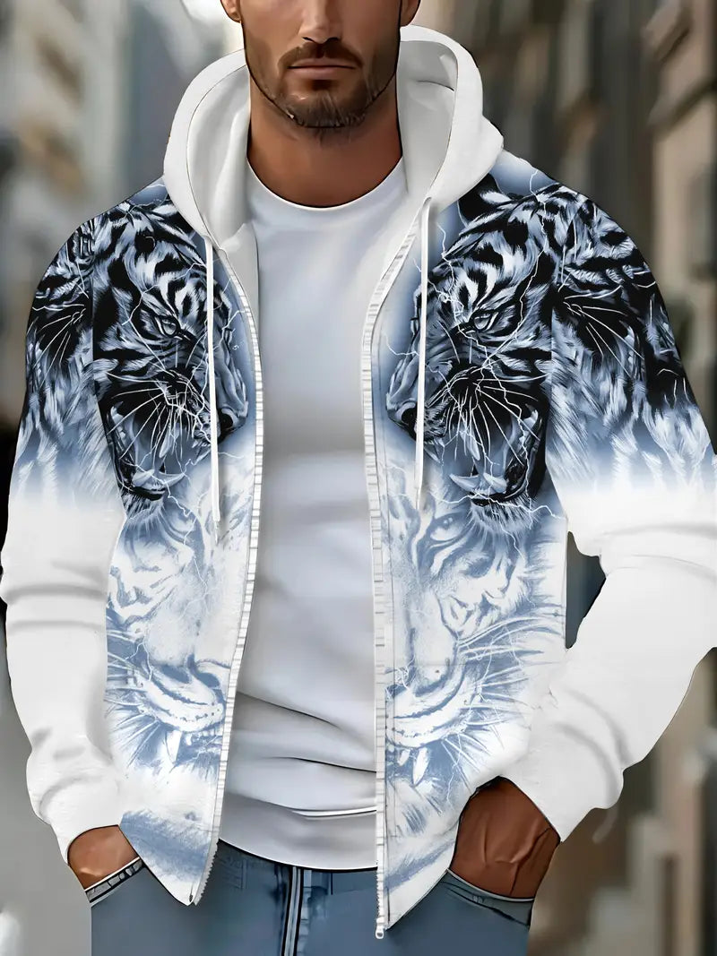 Murillo - Chaqueta Sudadera Informal de Manga Larga Con Estampado de Tigre
