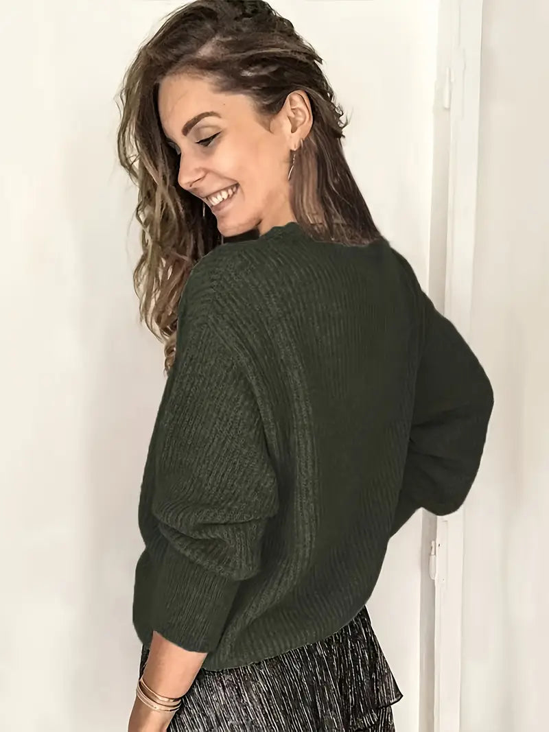 Rozelyn - Elegante jersey De Cuello En V Con Tejido De Trenzado