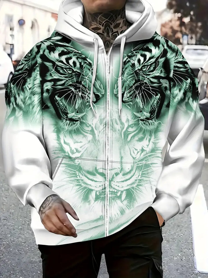 Murillo - Chaqueta Sudadera Informal de Manga Larga Con Estampado de Tigre